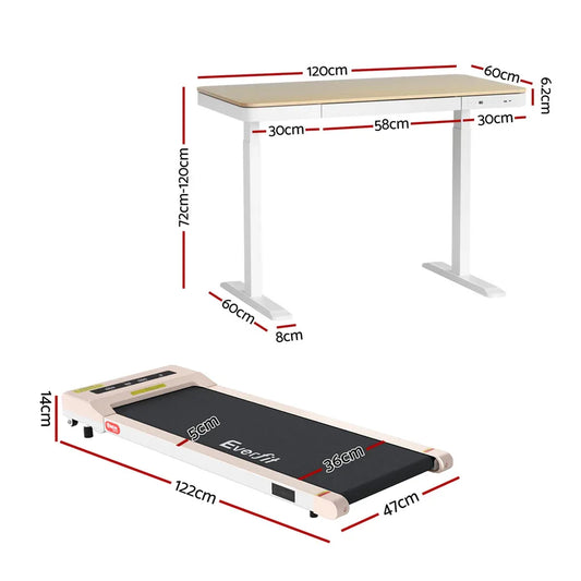 Artiss Electric Treadmill with 120cm Automatic Standing Desk Walking Pad 360mm