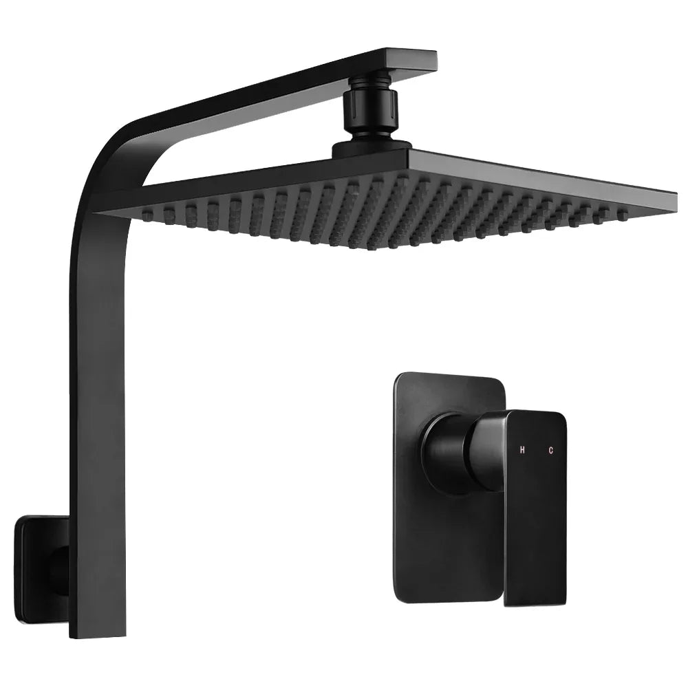 Cefito 8'' Rain Shower Head Wall Arm Square High Pressure Mixer Tap Black - Mekamart Australia