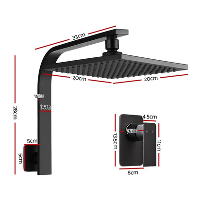 Cefito 8'' Rain Shower Head Wall Arm Square High Pressure Mixer Tap Black - Mekamart Australia