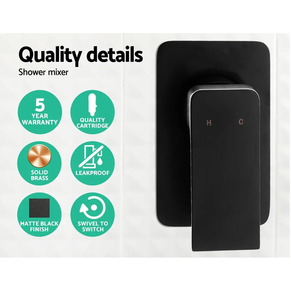 Cefito 8'' Rain Shower Head Wall Arm Square High Pressure Mixer Tap Black - Mekamart Australia