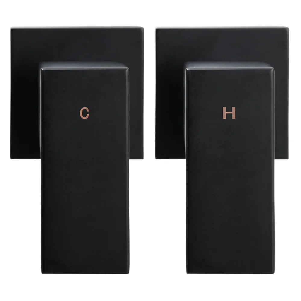 Cefito 8'' Rain Shower Head Wall Arm Square High Pressure Twins Tap Black - Mekamart Australia