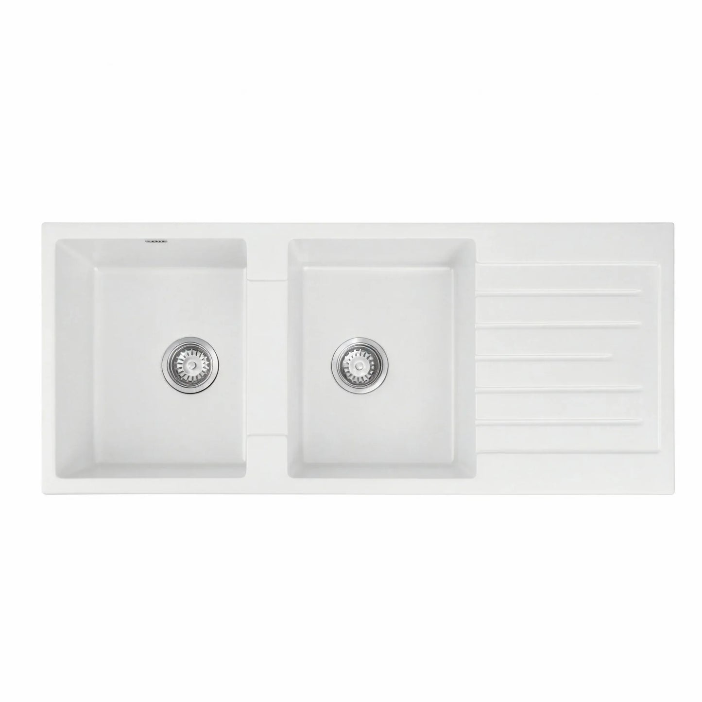 Cefito Kitchen Sink 116x50cm Granite Stone Sink Double Bowl White - Mekamart Australia