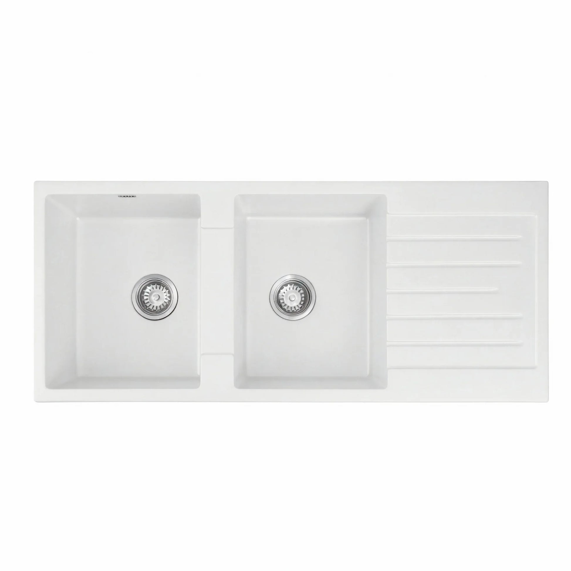 Cefito Kitchen Sink 116x50cm Granite Stone Sink Double Bowl White - Mekamart Australia