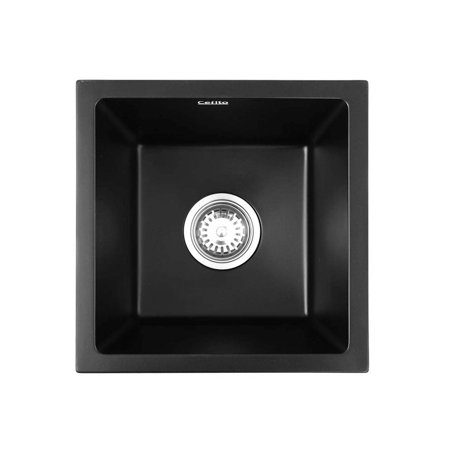 Cefito Kitchen Sink 38x38cm Granite Stone Sink Single Bowl Black - Mekamart Australia