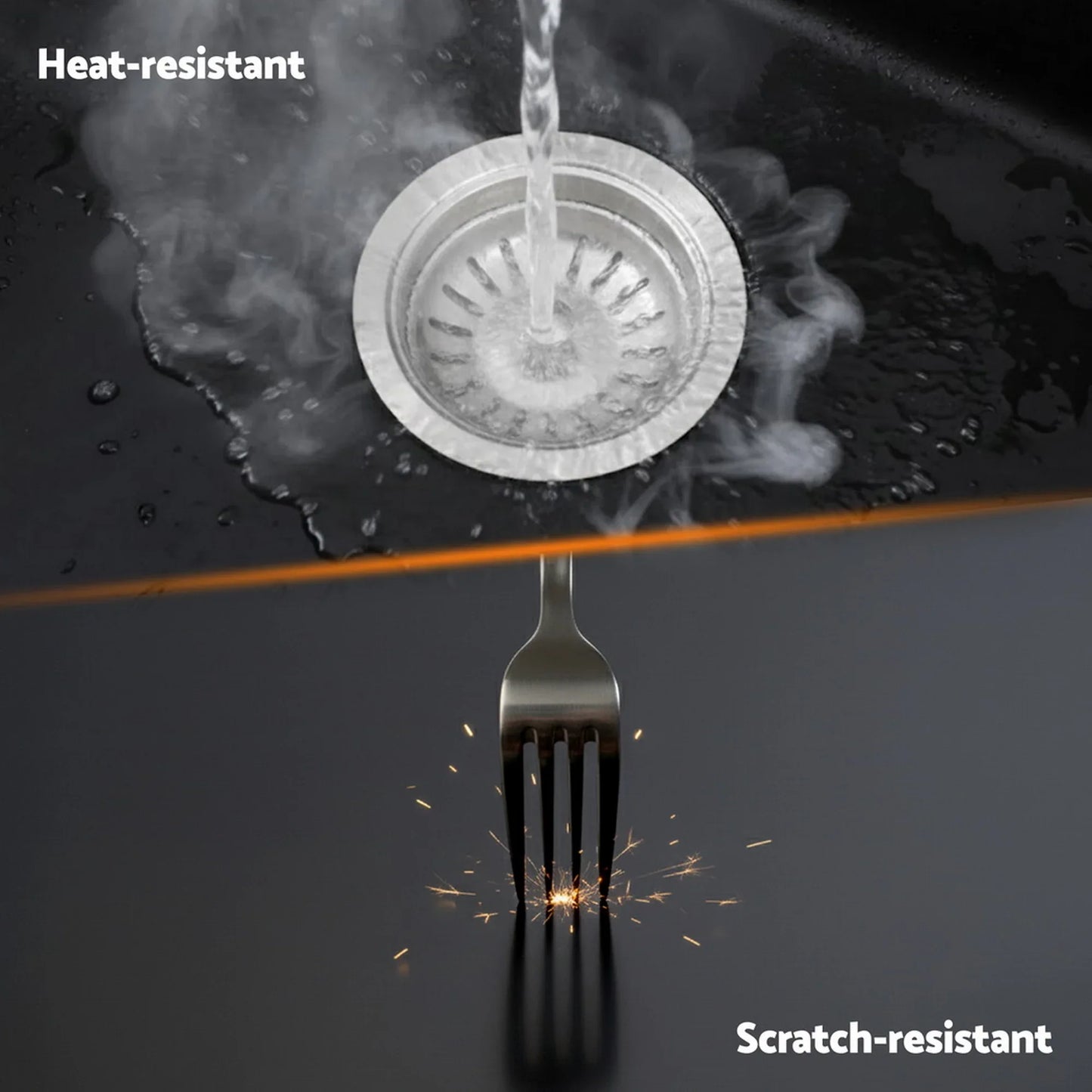 Cefito Kitchen Sink 38x38cm Granite Stone Sink Single Bowl Black - Mekamart Australia