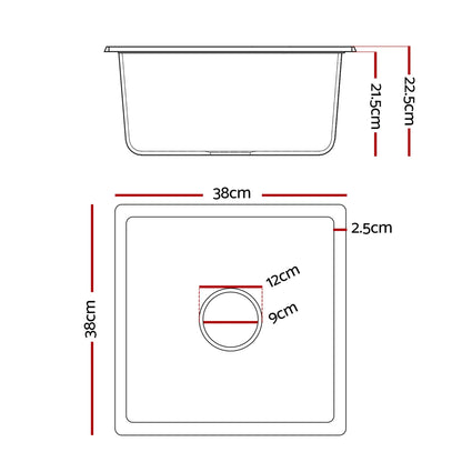 Cefito Kitchen Sink 38x38cm Granite Stone Sink Single Bowl White - Mekamart Australia