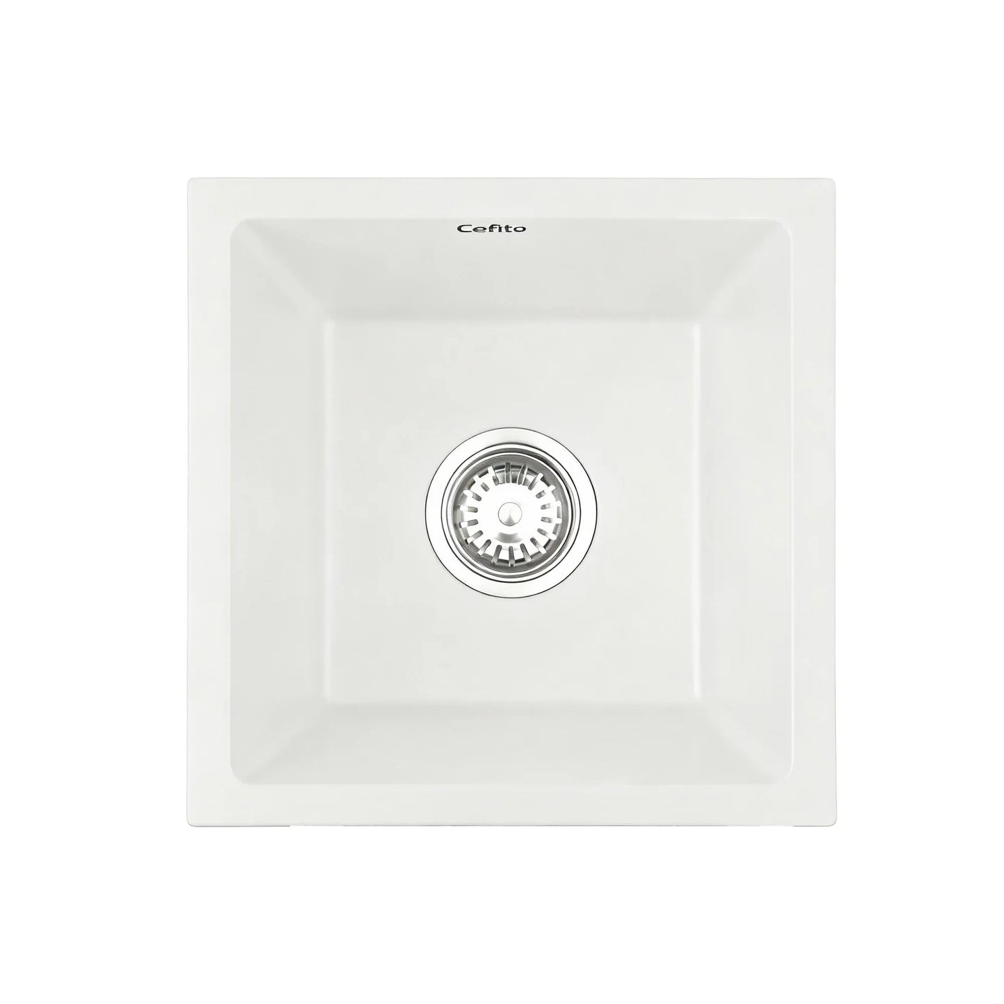 Cefito Kitchen Sink 38x38cm Granite Stone Sink Single Bowl White - Mekamart Australia