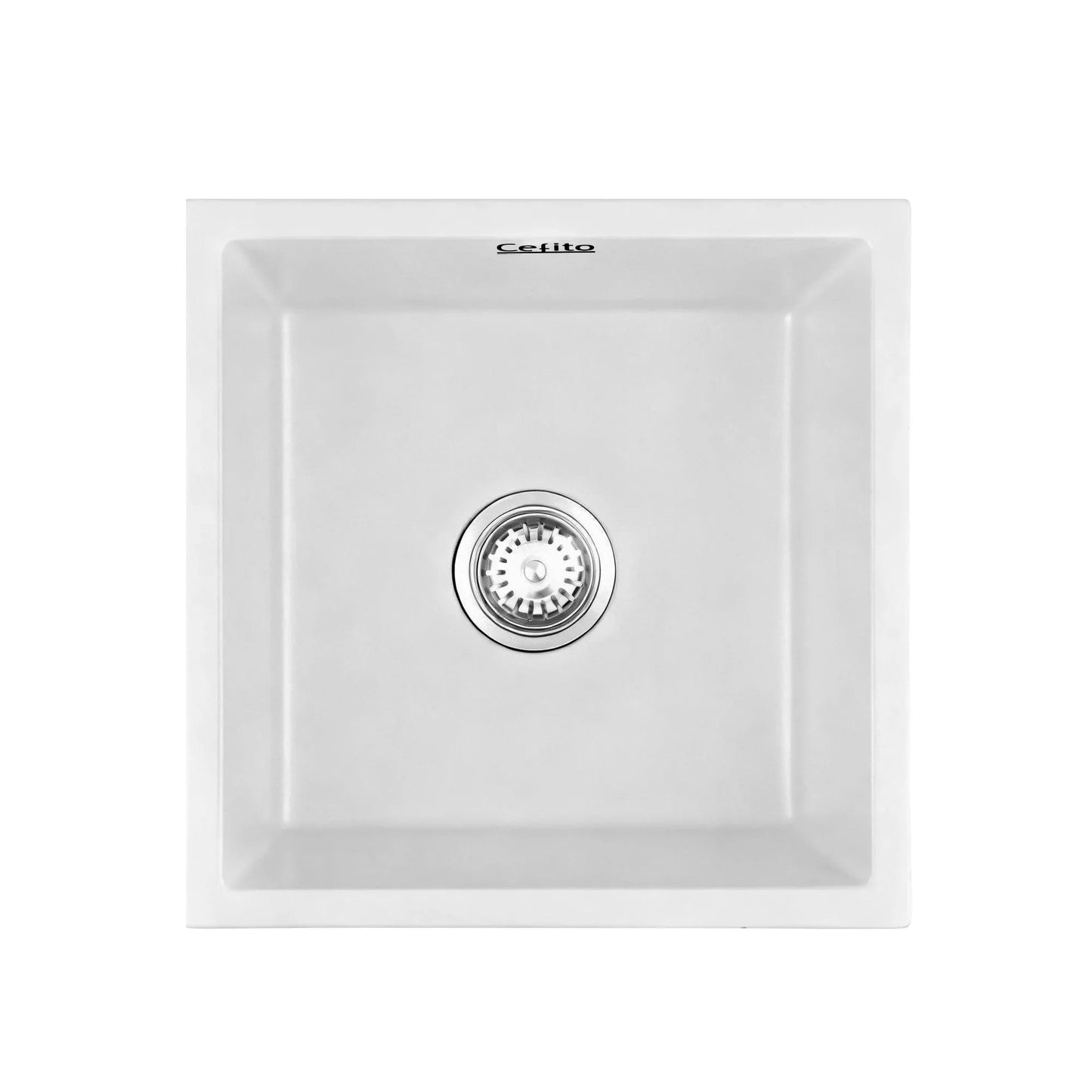 Cefito Kitchen Sink 45x45cm Granite Stone Sink Single Bowl White - Mekamart Australia