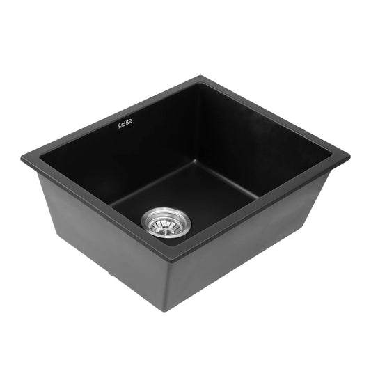 Cefito Kitchen Sink 55x45cm Granite Stone Sink Single Bowl Black - Mekamart Australia