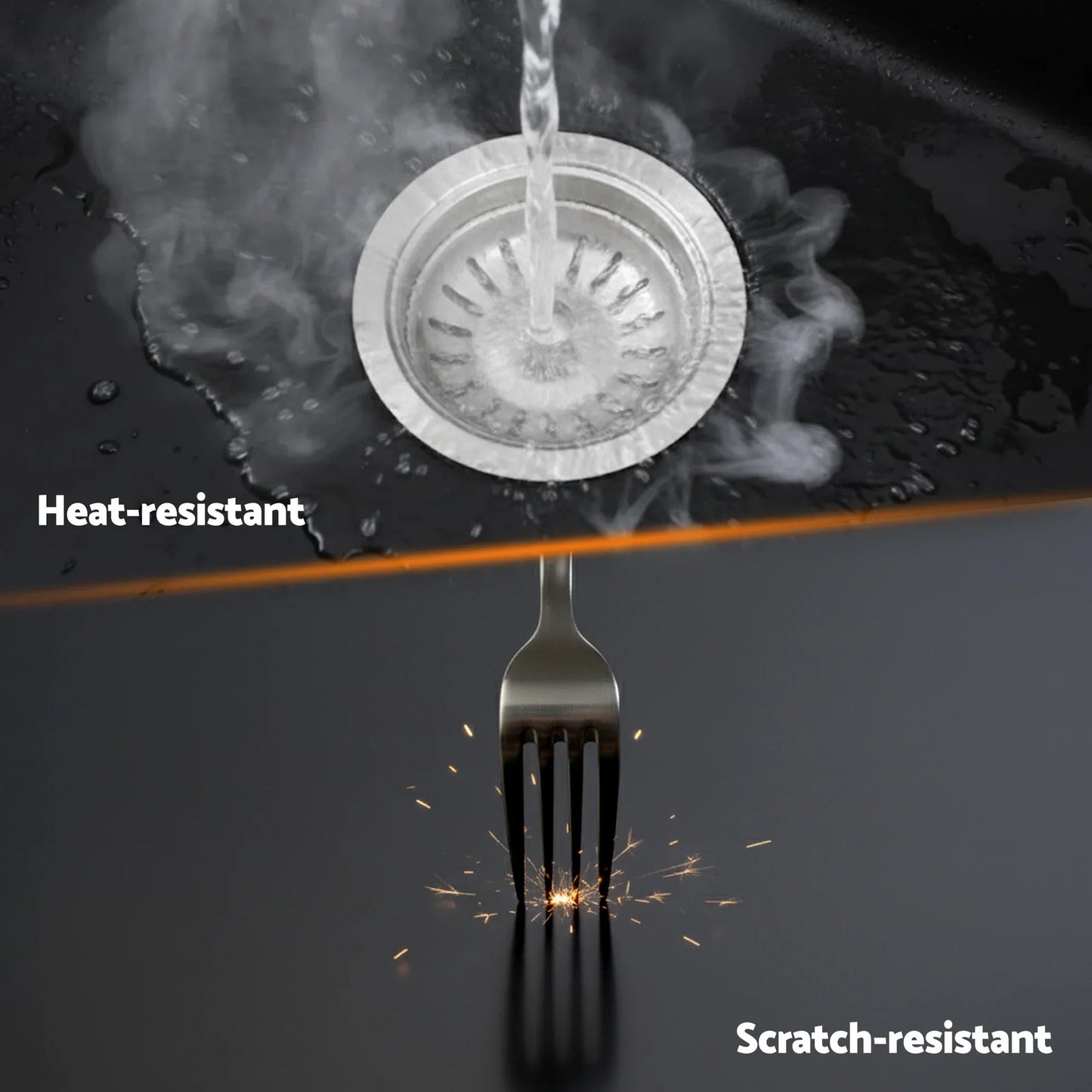 Cefito Kitchen Sink 55x45cm Granite Stone Sink Single Bowl Black - Mekamart Australia