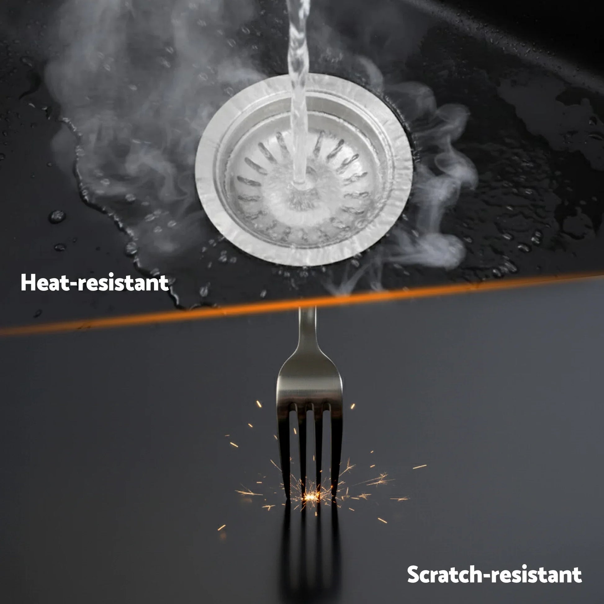 Cefito Kitchen Sink 55x45cm Granite Stone Sink Single Bowl Black - Mekamart Australia