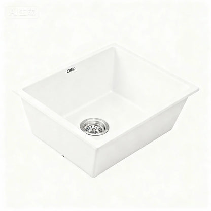 Cefito Kitchen Sink 55x45cm Granite Stone Sink Single Bowl White - Mekamart Australia