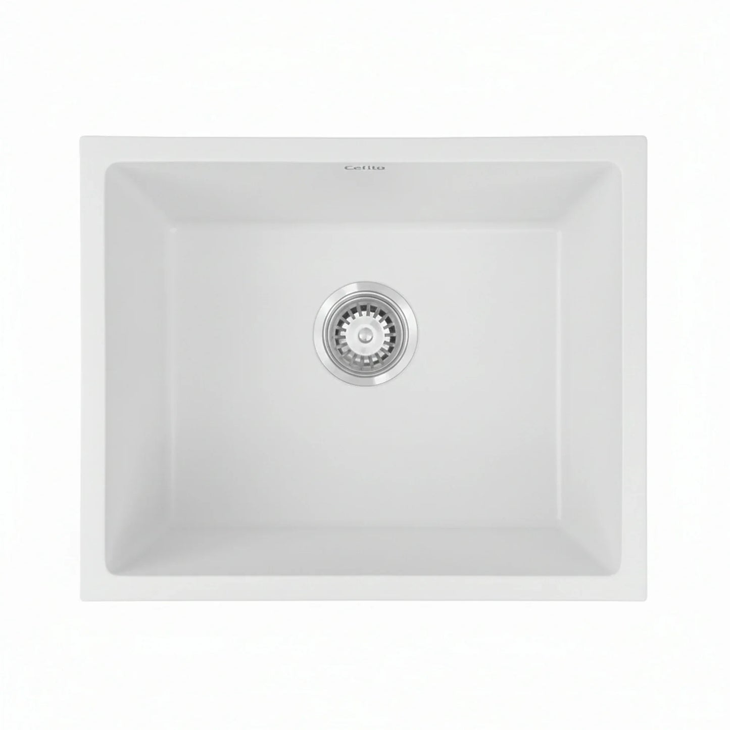 Cefito Kitchen Sink 55x45cm Granite Stone Sink Single Bowl White - Mekamart Australia