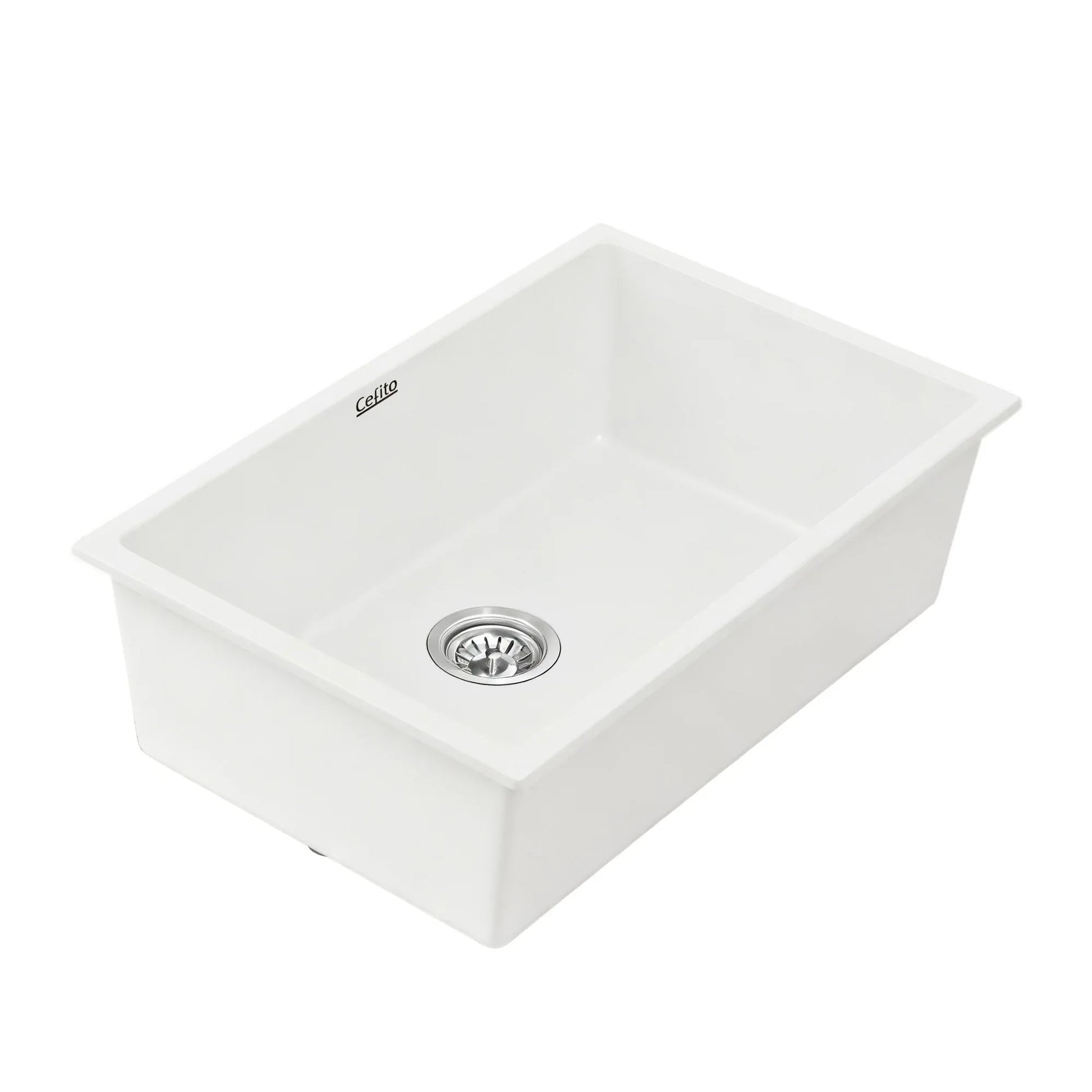 Cefito Kitchen Sink 70x45cm Granite Stone Sink Single Bowl White - Mekamart Australia