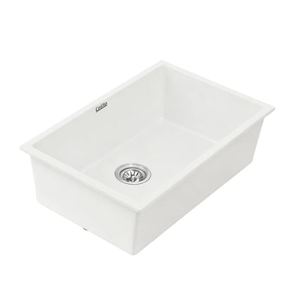 Cefito Kitchen Sink 70x45cm Granite Stone Sink Single Bowl White - Mekamart Australia