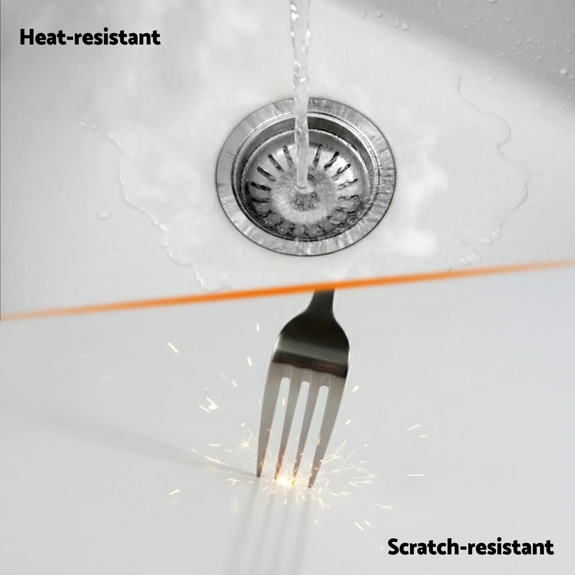 Cefito Kitchen Sink 70x45cm Granite Stone Sink Single Bowl White - Mekamart Australia