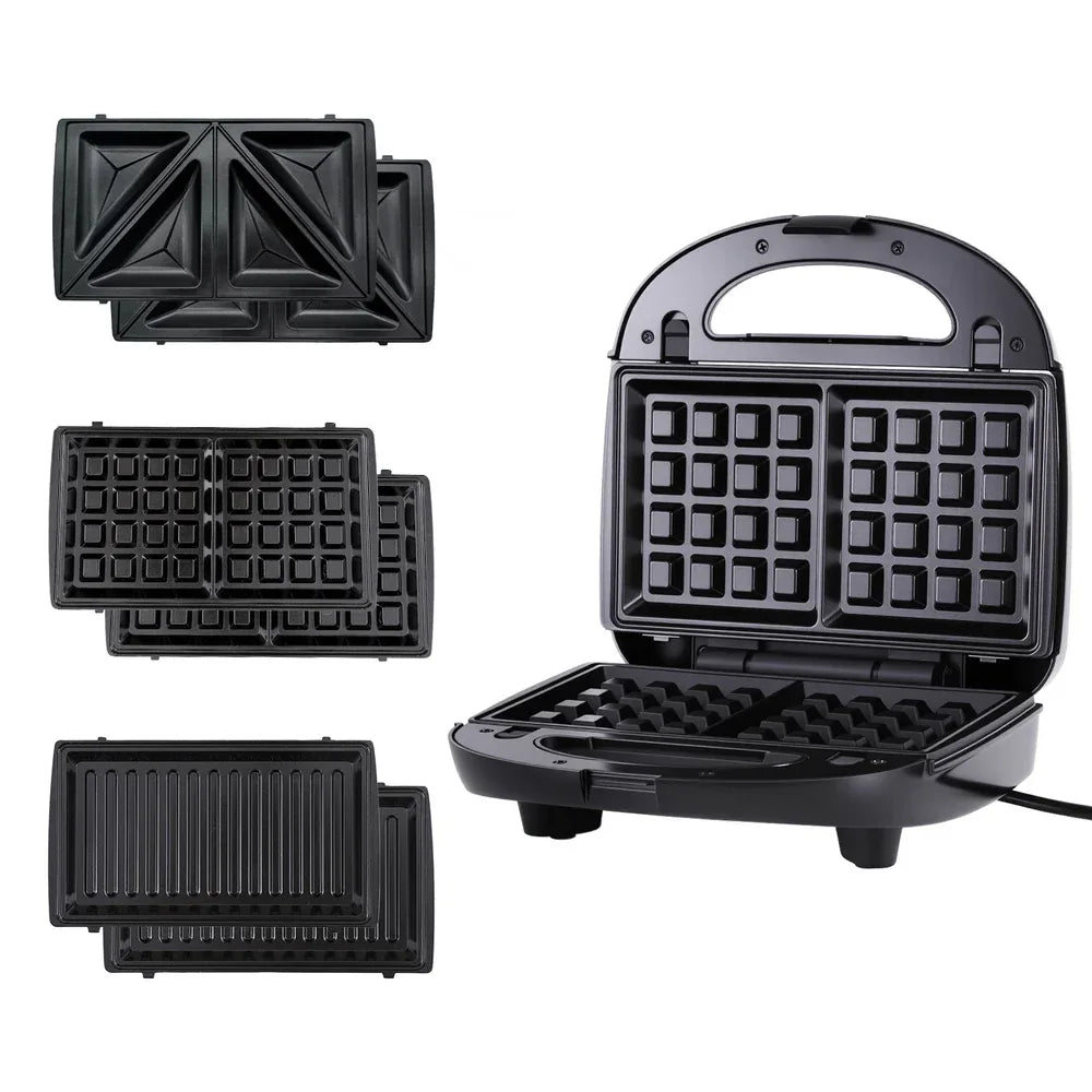 Devanti 3-in-1 Sandwich Press Waffle Maker Panini Press Grill 850W - Mekamart Australia