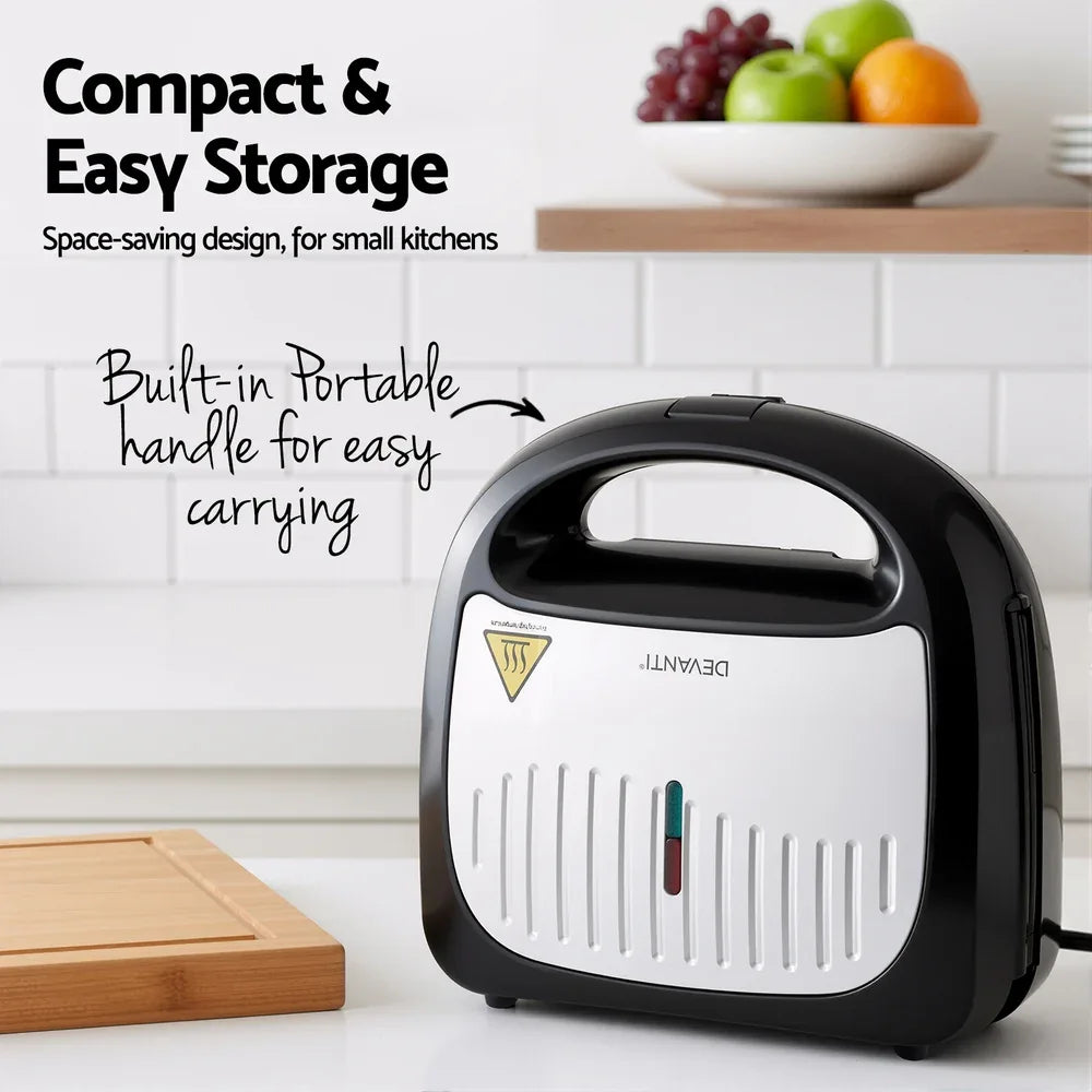 Devanti 3-in-1 Sandwich Press Waffle Maker Panini Press Grill 850W - Mekamart Australia