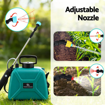 Giantz Weed Sprayer Garden Sprayer USB Charging Electric Shoulder Sprayer 5L