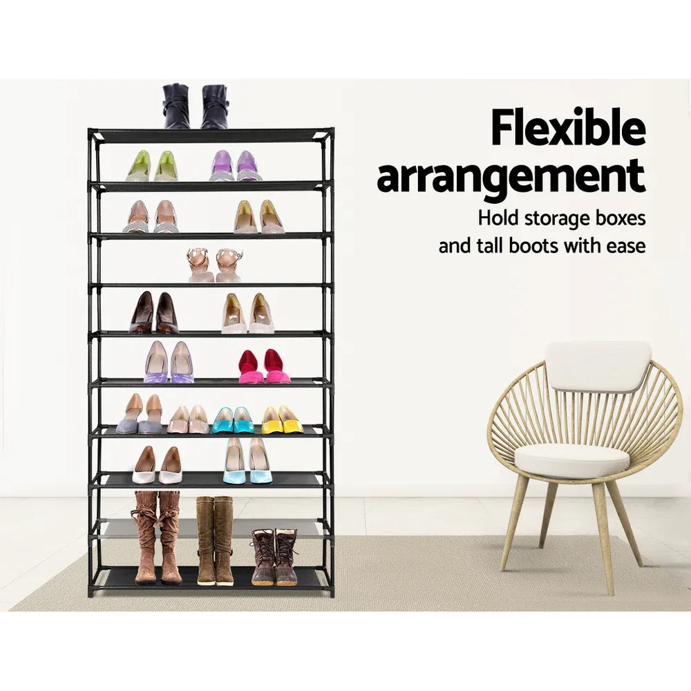 Artiss Shoe Rack Cabinet Stackable 50 Pairs 10-Tier Black