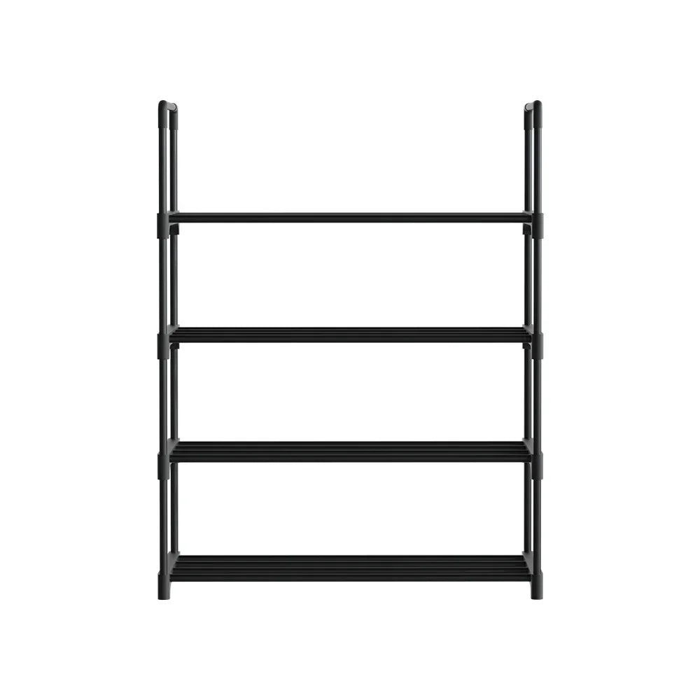 Artiss Shoe Rack Cabinet Stackable 4-tier 12 Pairs Black