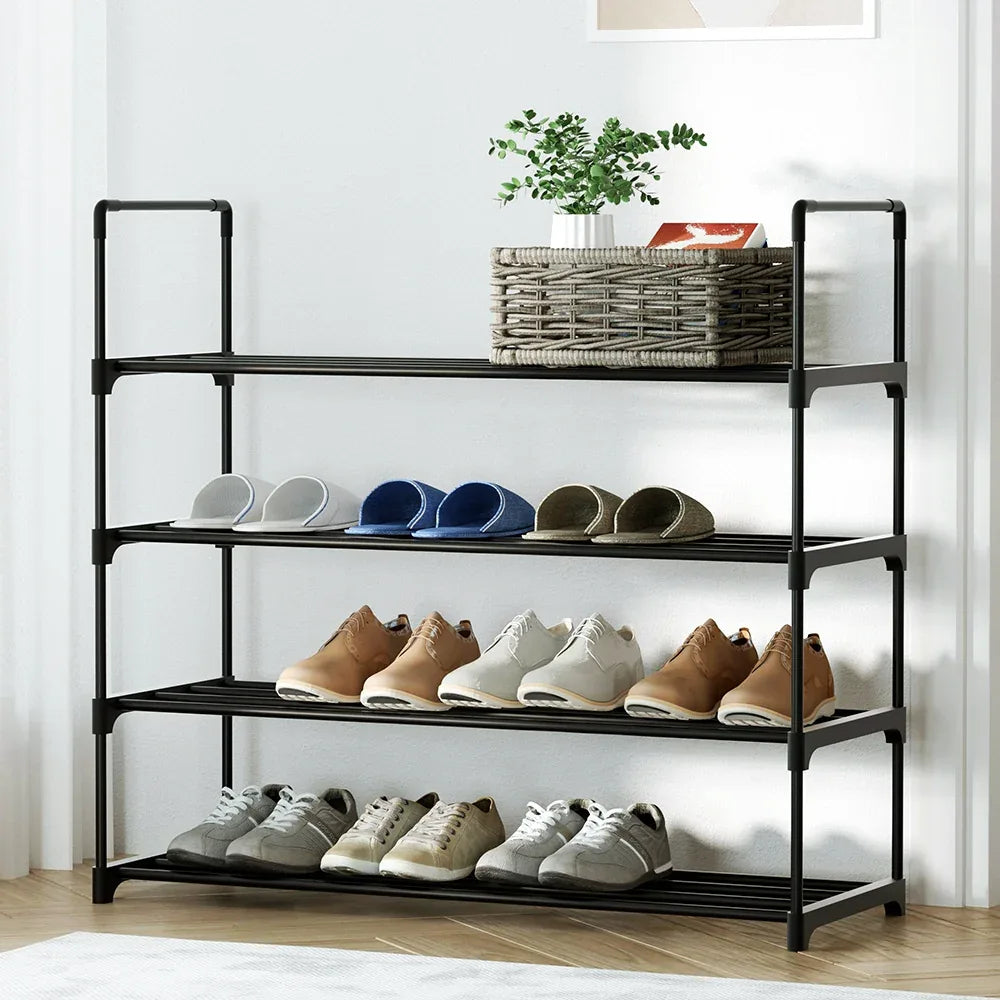 Artiss Shoe Rack 4-tier 16 Pairs Stackable Black