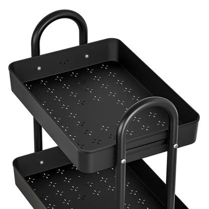Artiss Storage Trolley Kitchen Cart 3 Tiers Rack Shelf Organiser Wheels Black - Mekamart Australia