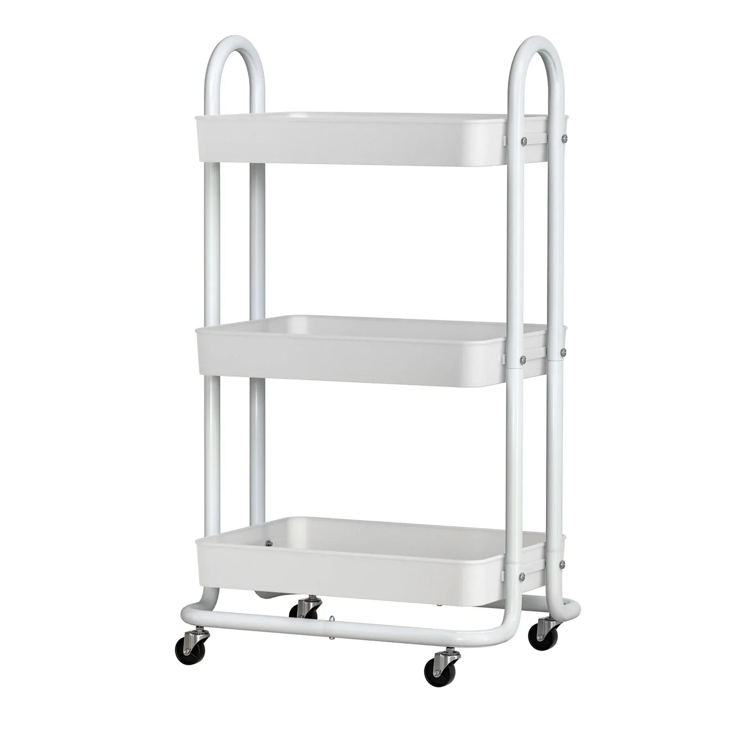Artiss Storage Trolley Kitchen Cart 3 Tiers Rack Shelf Organiser Wheels White - Mekamart Australia