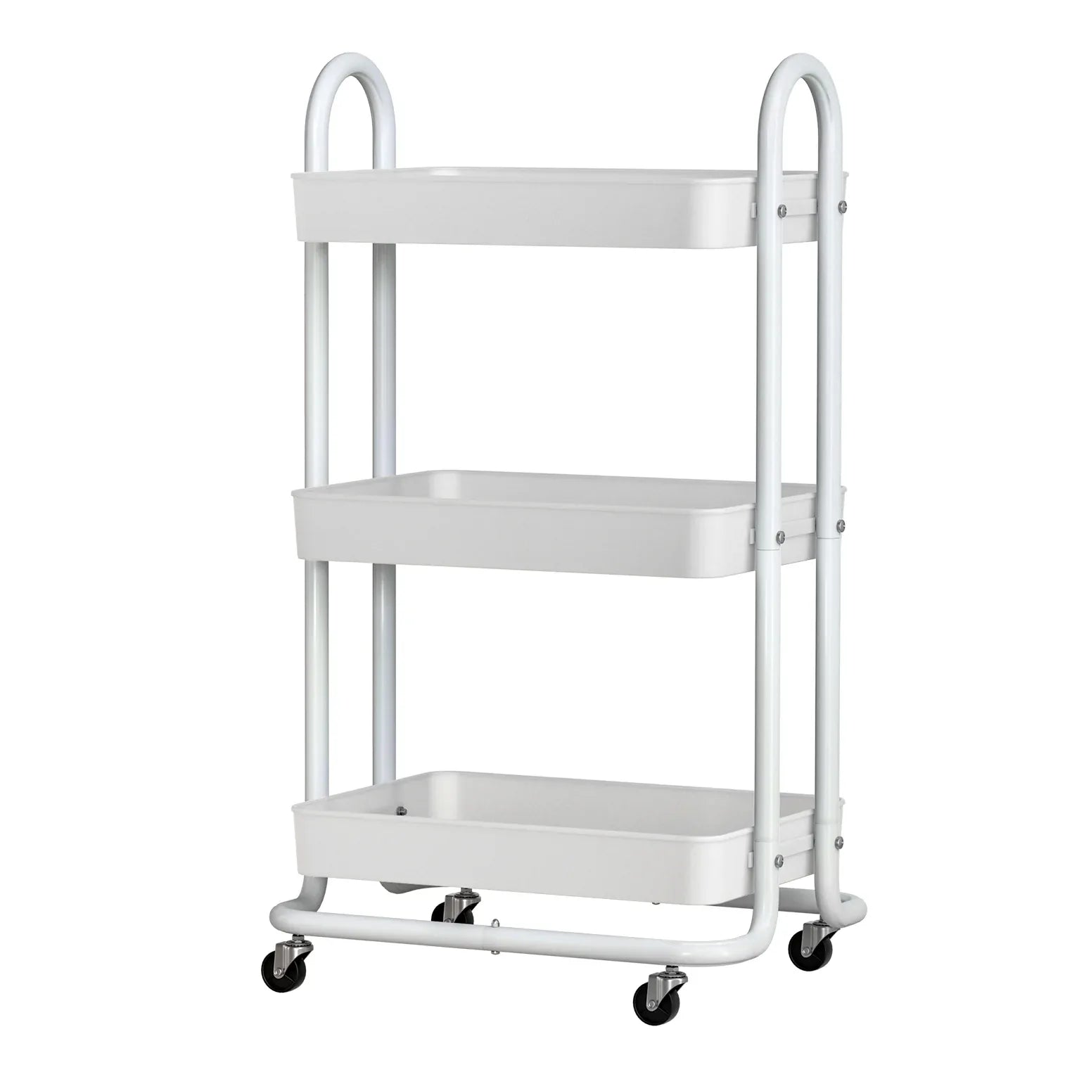 Artiss Storage Trolley Kitchen Cart 3 Tiers Rack Shelf Organiser Wheels White - Mekamart Australia
