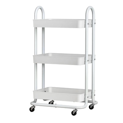 Artiss Storage Trolley Kitchen Cart 3 Tiers Rack Shelf Organiser Wheels White - Mekamart Australia