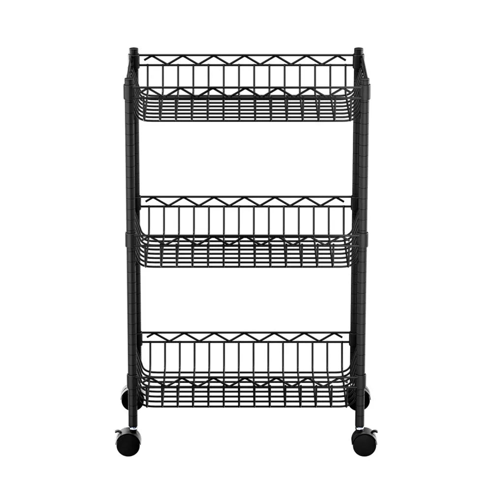 Artiss 3-Tier Shelving Unit Adjustable Garage Storage Kitchen Rack With Wheels - Mekamart Australia