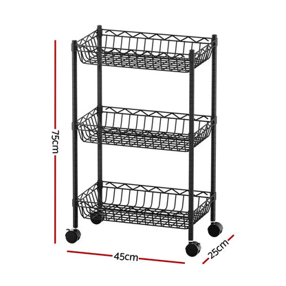 Artiss 3-Tier Shelving Unit Adjustable Garage Storage Kitchen Rack With Wheels - Mekamart Australia