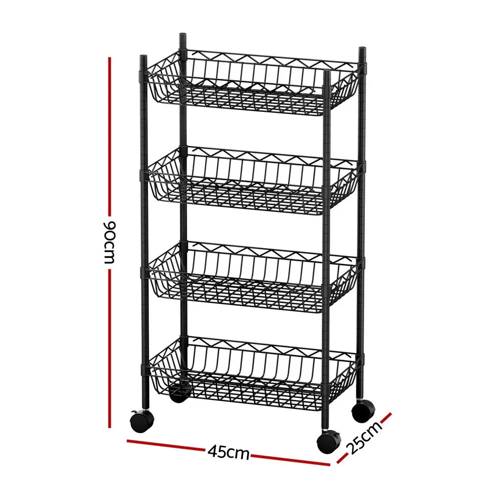 Artiss 4-Tier Shelving Unit Adjustable Garage Storage Kitchen Rack With Wheels - Mekamart Australia