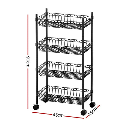 Artiss 4-Tier Shelving Unit Adjustable Garage Storage Kitchen Rack With Wheels - Mekamart Australia