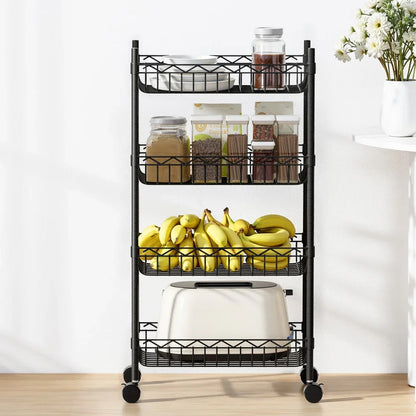 Artiss 4-Tier Shelving Unit Adjustable Garage Storage Kitchen Rack With Wheels - Mekamart Australia