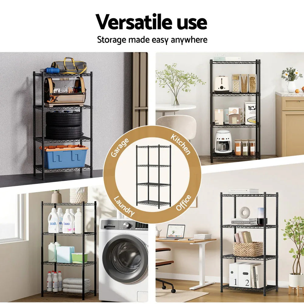 Artiss 4-Tier Shelving Unit Adjustable Garage Storage Shelves Kitchen Rack Steel - Mekamart Australia
