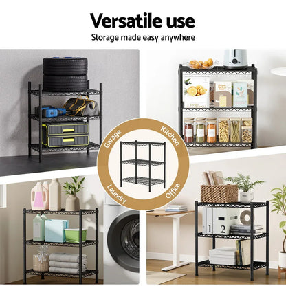 Artiss 3-Tier Shelving Unit Adjustable Garage Storage Shelves Kitchen Rack Steel - Mekamart Australia