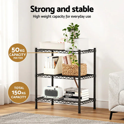Artiss 3-Tier Shelving Unit Adjustable Garage Storage Shelves Kitchen Rack Steel - Mekamart Australia
