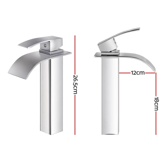 Cefito Bathroom Basin Mixer Tap Thin Tall Faucet Vanity Laundry Silver