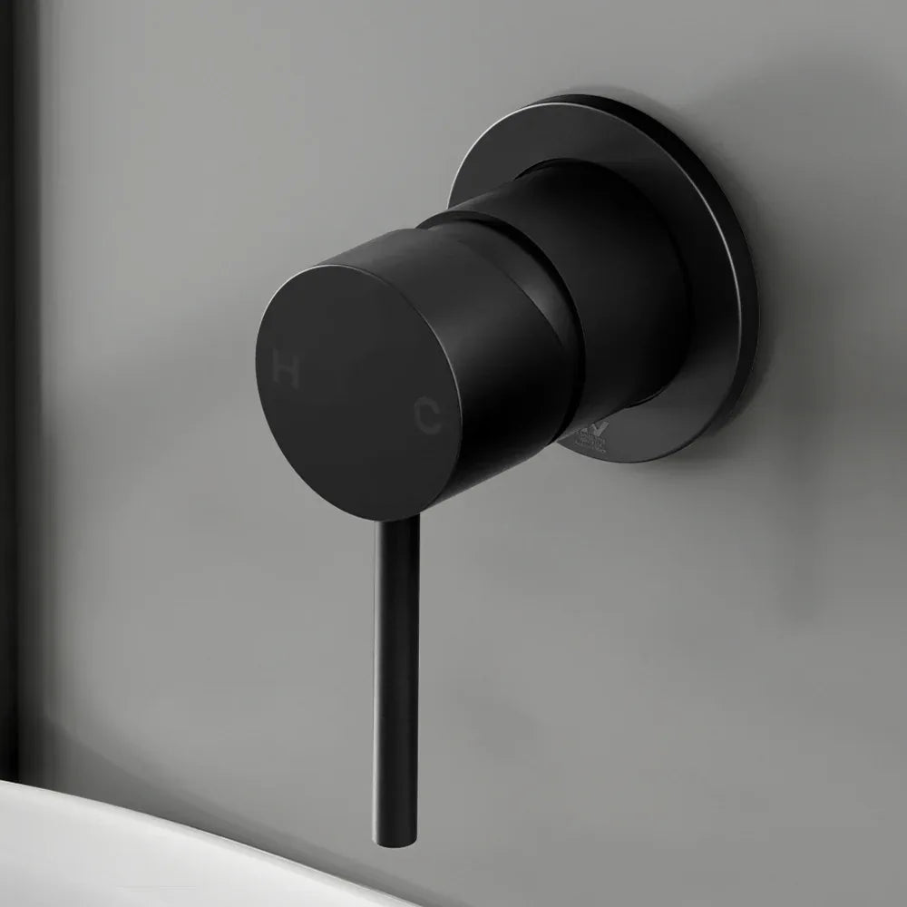 Cefito Basin Mixer Wall Tap Round Brass Faucet Shower Bathtub Black - Mekamart Australia