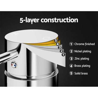 Cefito Basin Mixer Wall Tap Round Brass Faucet Shower Bathtub Chrome - Mekamart Australia