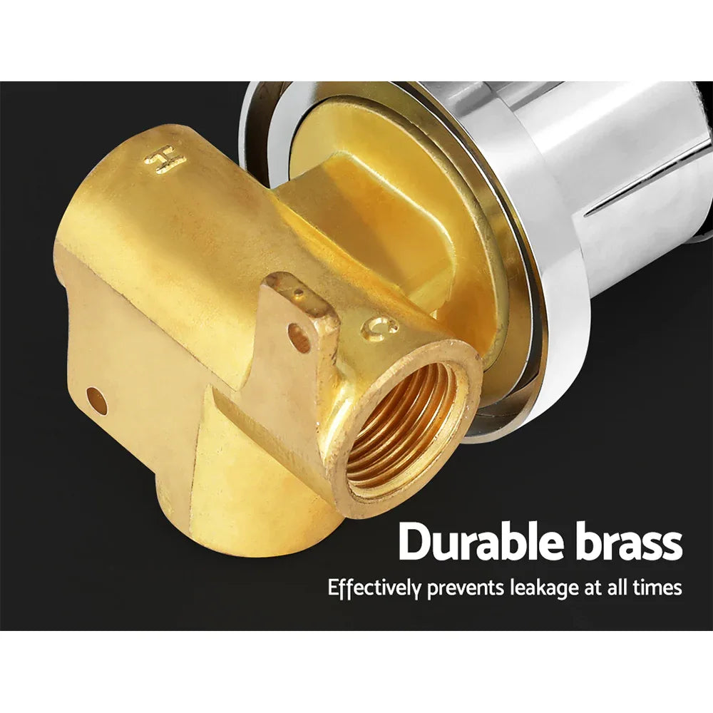 Cefito Basin Mixer Wall Tap Round Brass Faucet Shower Bathtub Chrome - Mekamart Australia