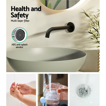 Cefito Bathroom Mixer Spout Wall Bath Tap Round Shower Bathtub Black - Mekamart Australia