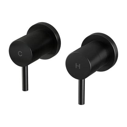 Cefito Basin Twin Tap Wall Round Brass Faucet Shower Bathtub Black - Mekamart Australia