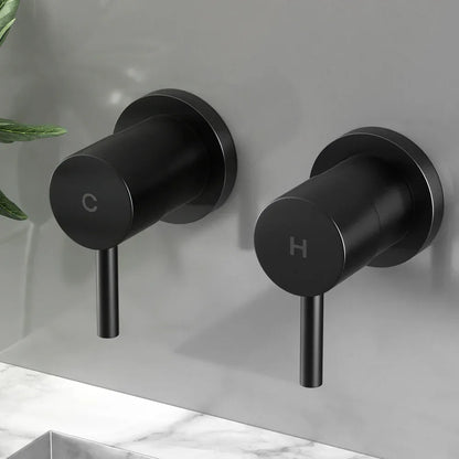 Cefito Basin Twin Tap Wall Round Brass Faucet Shower Bathtub Black - Mekamart Australia