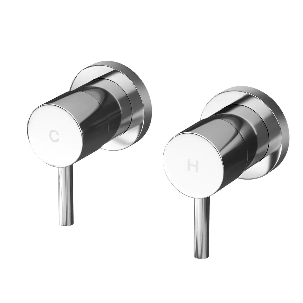 Cefito Basin Twin Tap Wall Round Brass Faucet Shower Bathtub Chrome - Mekamart Australia