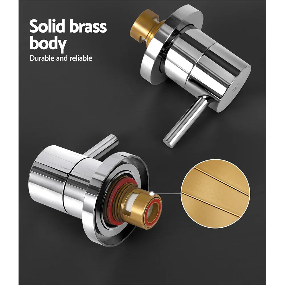 Cefito Basin Twin Tap Wall Round Brass Faucet Shower Bathtub Chrome - Mekamart Australia