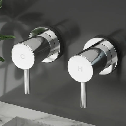 Cefito Basin Twin Tap Wall Round Brass Faucet Shower Bathtub Chrome - Mekamart Australia