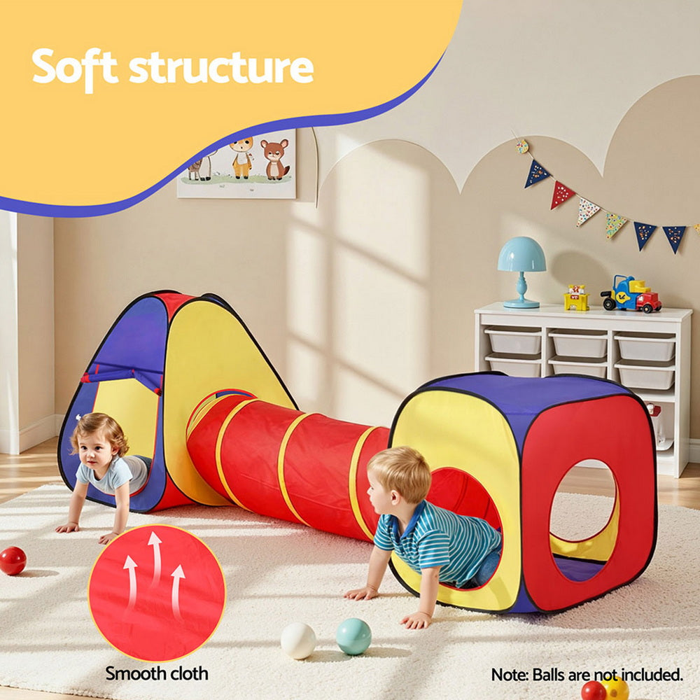 Keezi Kids Playhouse Play Tent Pop Up Teepee Castle Crawl Tunnel Outdoor Indoor Toys Children Gift