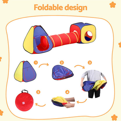 Keezi Kids Playhouse Play Tent Pop Up Teepee Castle Crawl Tunnel Outdoor Indoor Toys Children Gift